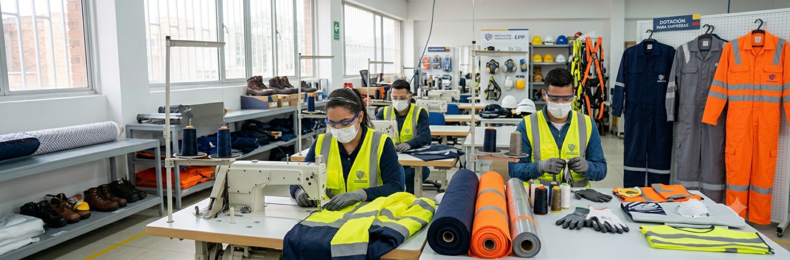 Taller de confección de Comercializadora T&E: máquinas de coser y dotación empresarial en producción